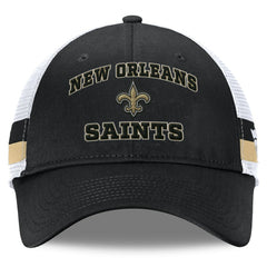 New Orleans Saints Fanatics Fundamentals Side Stripe Trucker Adjustable Hat