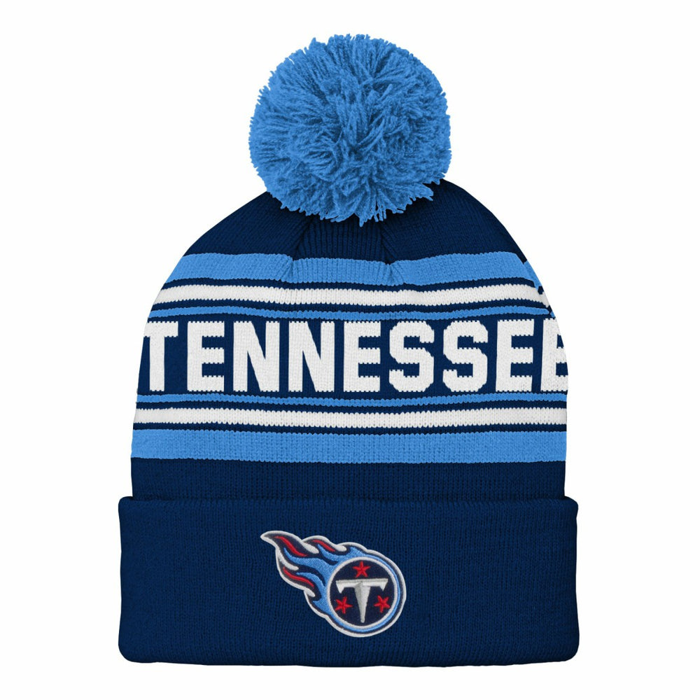 Tennessee Titans Youth Jacquard Cuffed Knit Hat with Pom