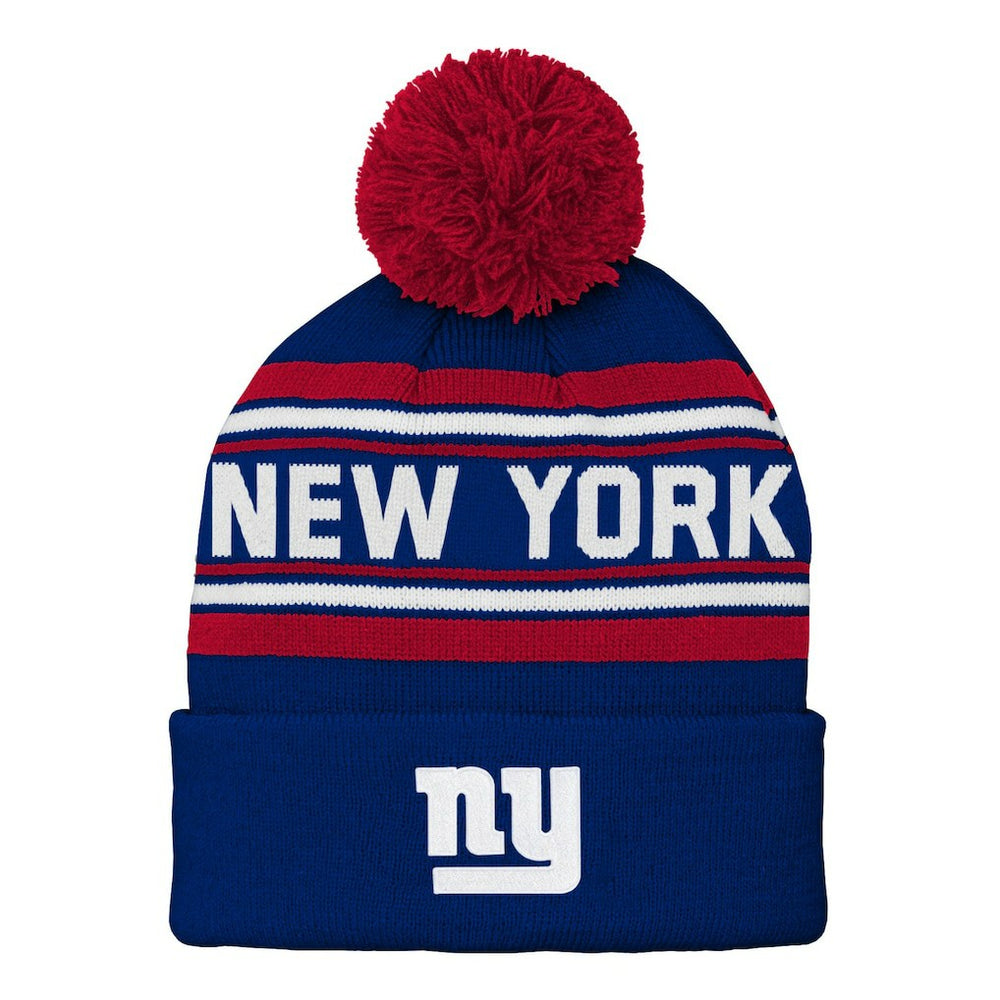 New York Giants Preschool Jacquard Cuffed Knit Hat with Pom