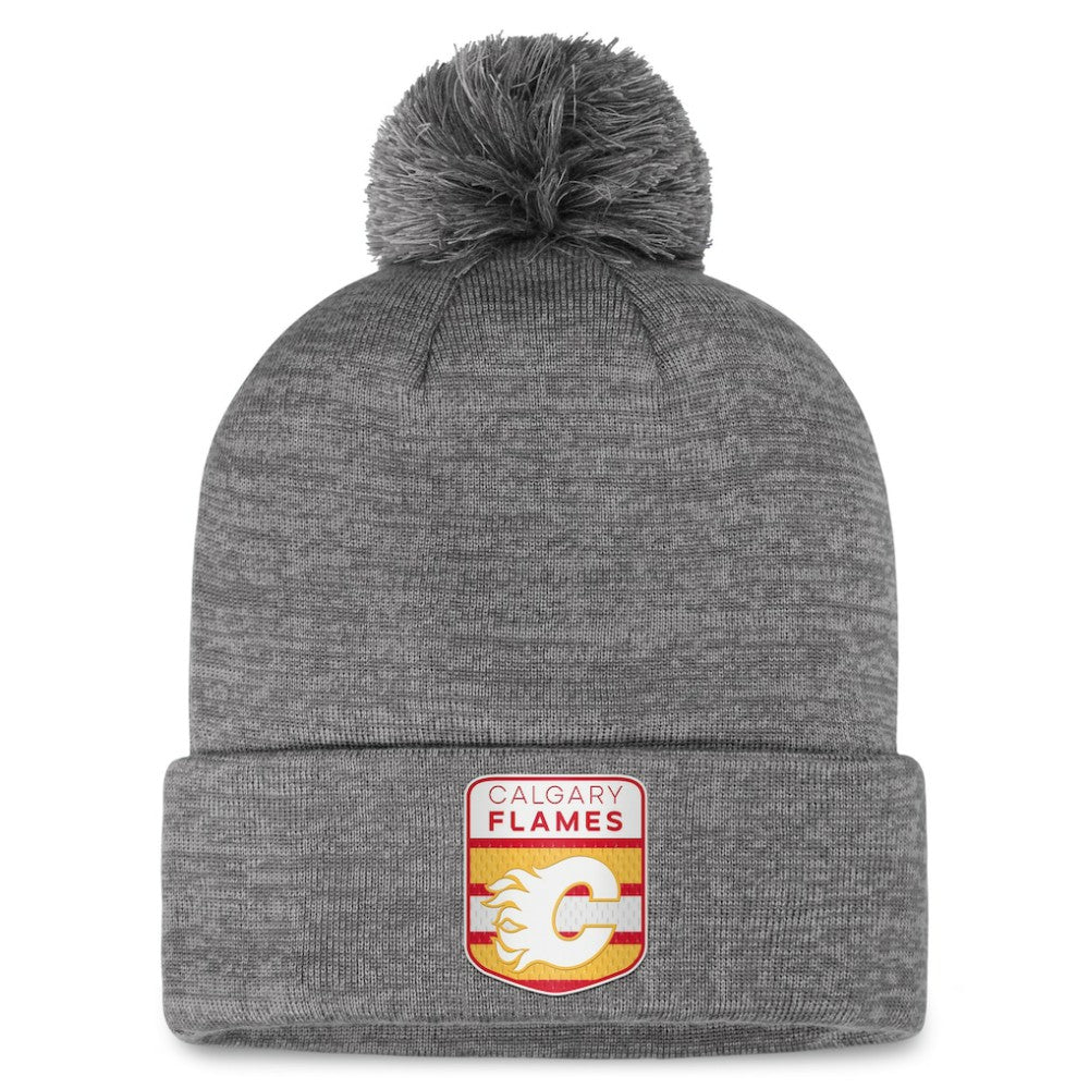 Calgary Flames Fanatics Authentic Pro Home Ice Cuffed Knit Hat with Pom Outlet