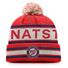 Washington Nationals Fanatics Hometown Slogan Cuffed Knit Hat with Pom | MLB Outlet