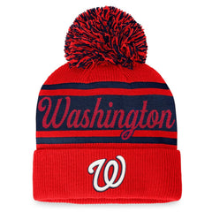Washington Nationals Fanatics Women's Script Cuffed Knit Hat with Pom | MLB Shop