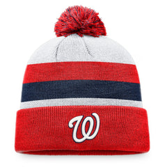 Washington Nationals Fanatics Stripe Cuffed Knit Hat with Pom | MLB Near me