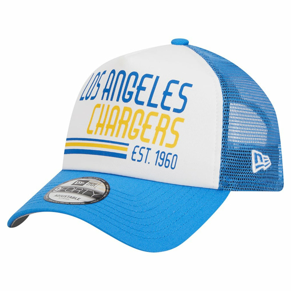Los Angeles Chargers New Era Stacked A-Frame Trucker 9FORTY Adjustable Hat