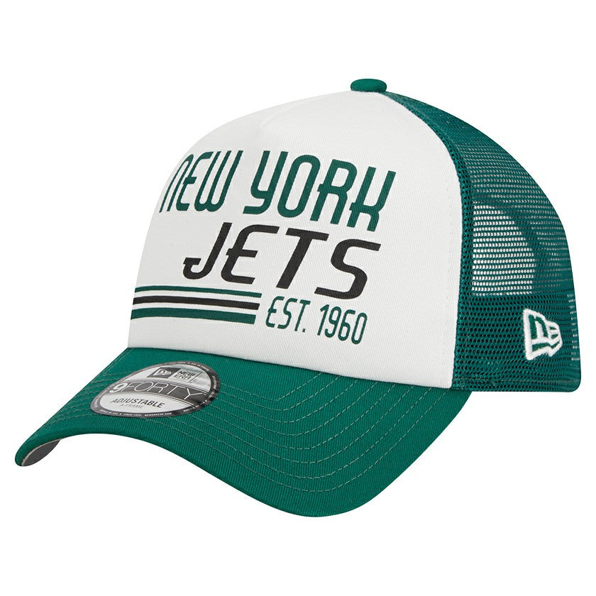 New York Jets New Era Stacked A-Frame Trucker 9FORTY Adjustable Hat