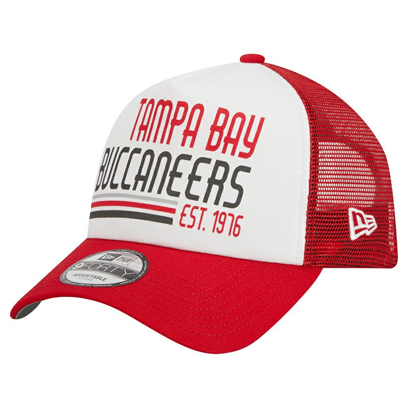 Tampa Bay Buccaneers New Era Stacked A-Frame Trucker 9FORTY Adjustable Hat