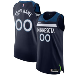 Minnesota Timberwolves Authentic Custom Jersey Navy - Icon Edition