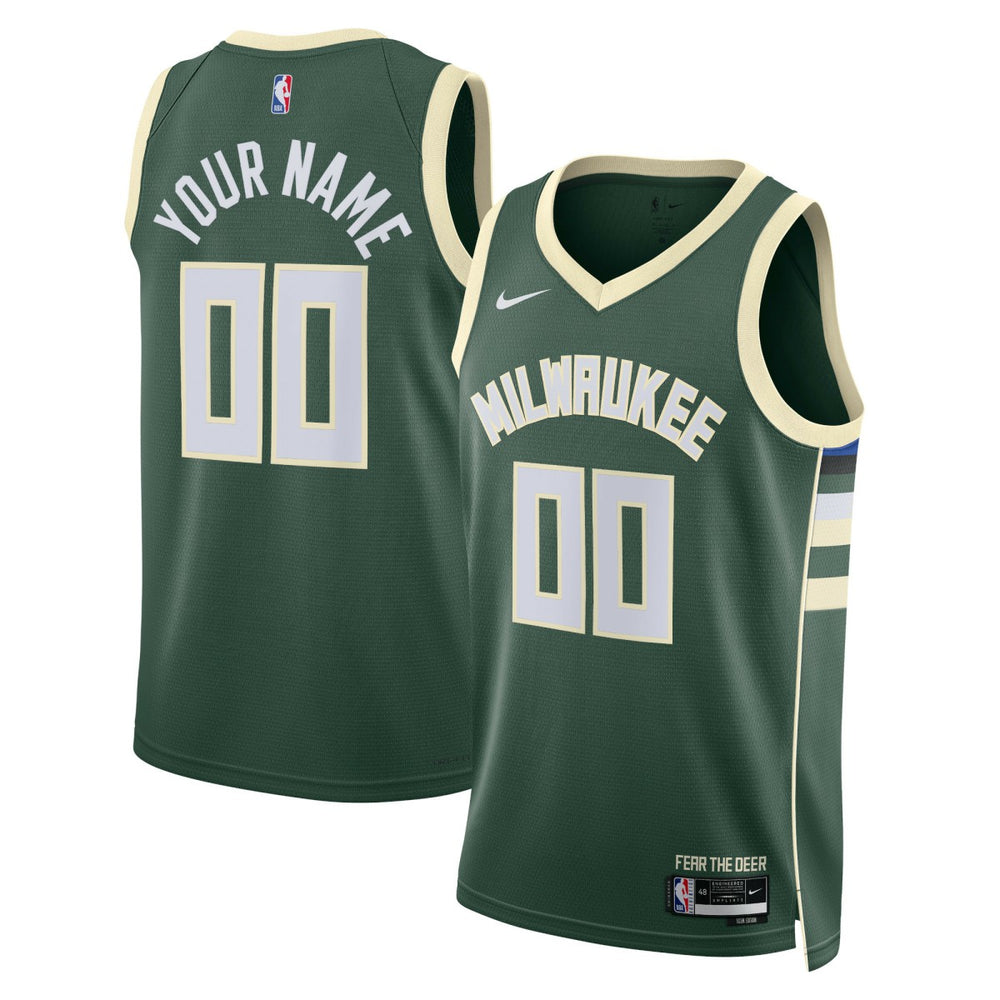 Milwaukee Bucks Unisex Swingman Custom Jersey Hunter Green Outlet