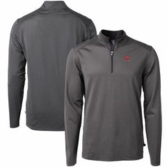 Cincinnati Reds Cutter & Buck Virtue Eco Pique Micro Stripe Recycled Quarter-Zip Pullover Top | MLB New
