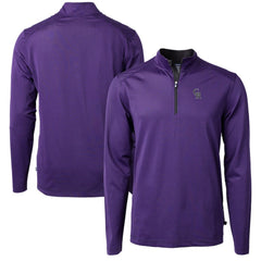 Colorado Rockies Cutter & Buck Virtue Eco Pique Micro Stripe Recycled Quarter-Zip Pullover Top | MLB New