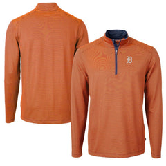 Detroit Tigers Cutter & Buck Virtue Eco Pique Micro Stripe Recycled Quarter-Zip Pullover Top | MLB New