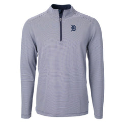 Detroit Tigers Cutter & Buck Virtue Eco Pique Micro Stripe Recycled Quarter-Zip Pullover Top | MLB Discount