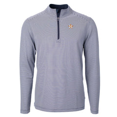 Houston Astros Cutter & Buck Virtue Eco Pique Micro Stripe Recycled Quarter-Zip Pullover Top | MLB New