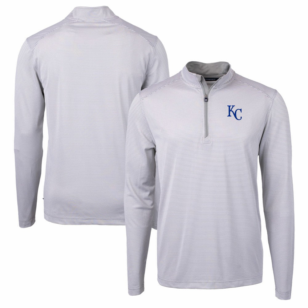 Kansas City Royals Cutter & Buck Virtue Eco Pique Micro Stripe Recycled Quarter-Zip Pullover Top | MLB Outlet