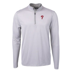 Philadelphia Phillies Cutter & Buck Virtue Eco Pique Micro Stripe Recycled Quarter-Zip Pullover Top | MLB Online