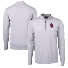 St. Louis Cardinals Cutter & Buck Virtue Eco Pique Micro Stripe Recycled Quarter-Zip Pullover Top | MLB Discount