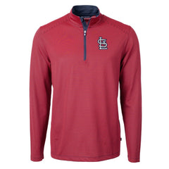 St. Louis Cardinals Cutter & Buck Virtue Eco Pique Micro Stripe Recycled Quarter-Zip Pullover Top | MLB Shop