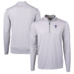 Texas Rangers Cutter & Buck Virtue Eco Pique Micro Stripe Recycled Quarter-Zip Pullover Top | MLB Online