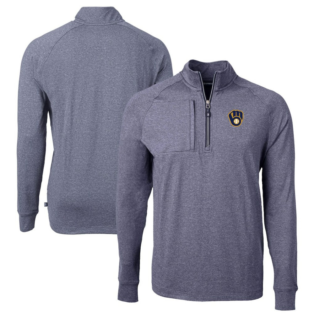 Milwaukee Brewers Cutter & Buck Adapt Eco Knit Stretch Recycled Quarter-Zip Pullover Top | MLB For sale