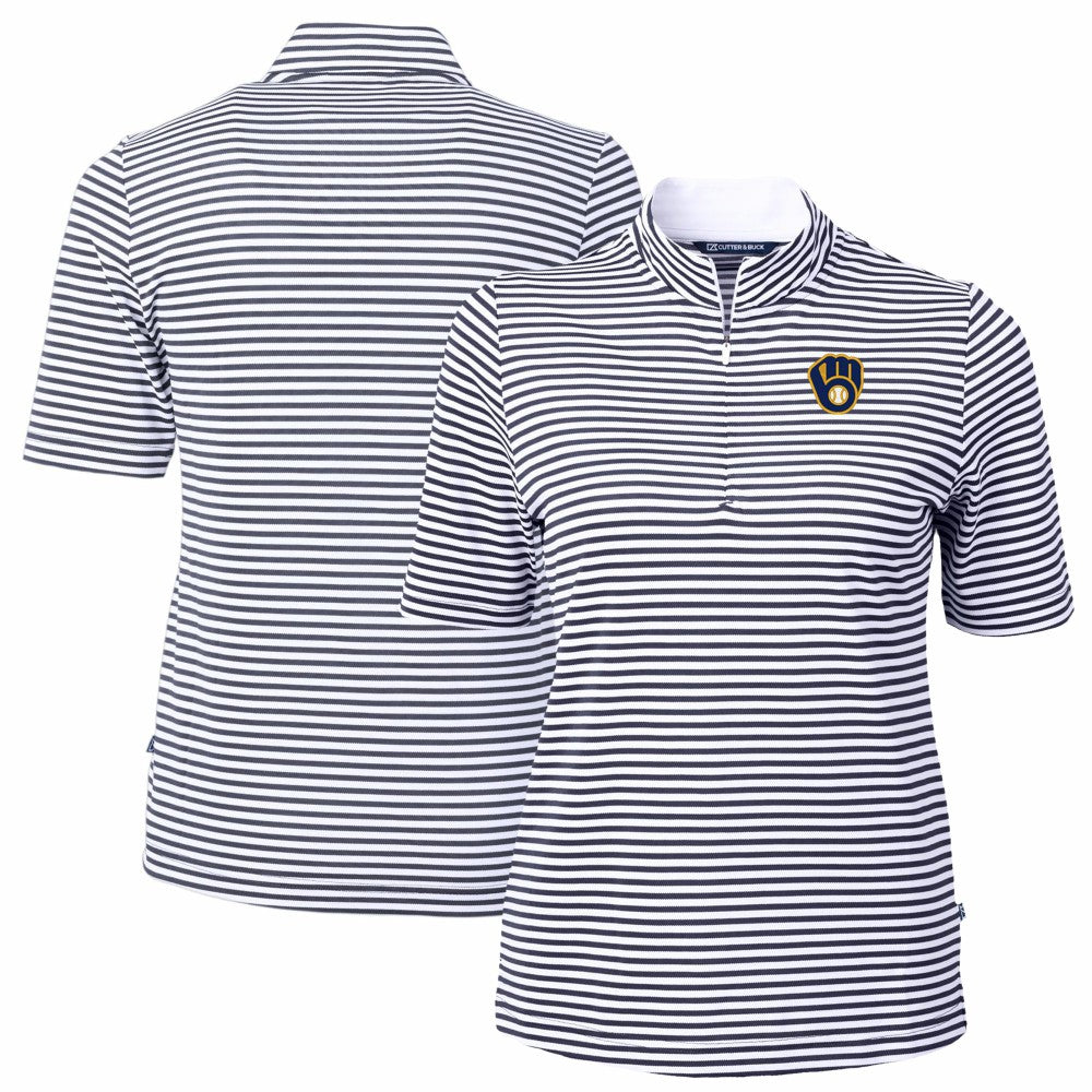 Milwaukee Brewers Cutter & Buck Women's Virtue Eco Pique Stripe Top | MLB For sale