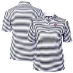 Philadelphia Phillies Cutter & Buck Women's Virtue Eco Pique Stripe Top | MLB On Sale