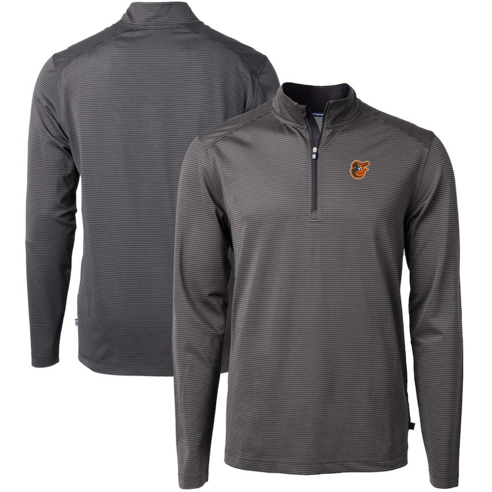 Baltimore Orioles Cutter & Buck Virtue Eco Pique Micro Stripe Big & Tall Recycled Quarter-Zip Pullover Top | MLB For sale