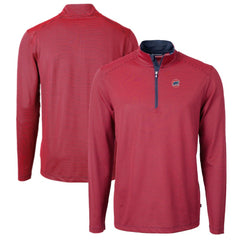 Chicago Cubs Cutter & Buck Virtue Eco Pique Micro Stripe Big & Tall Recycled Quarter-Zip Pullover Top | MLB On Sale