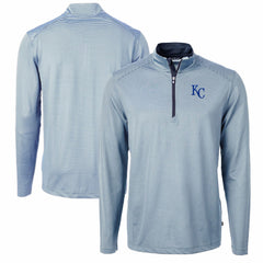 Kansas City Royals Cutter & Buck Virtue Eco Pique Micro Stripe Big & Tall Recycled Quarter-Zip Pullover Top | MLB Shop