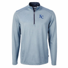 Kansas City Royals Cutter & Buck Virtue Eco Pique Micro Stripe Big & Tall Recycled Quarter-Zip Pullover Top | MLB Shop