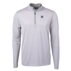 New York Yankees Cutter & Buck Virtue Eco Pique Micro Stripe Big & Tall Recycled Quarter-Zip Pullover Top | MLB Shop