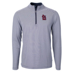 St. Louis Cardinals Cutter & Buck Virtue Eco Pique Micro Stripe Big & Tall Recycled Quarter-Zip Pullover Top | MLB New