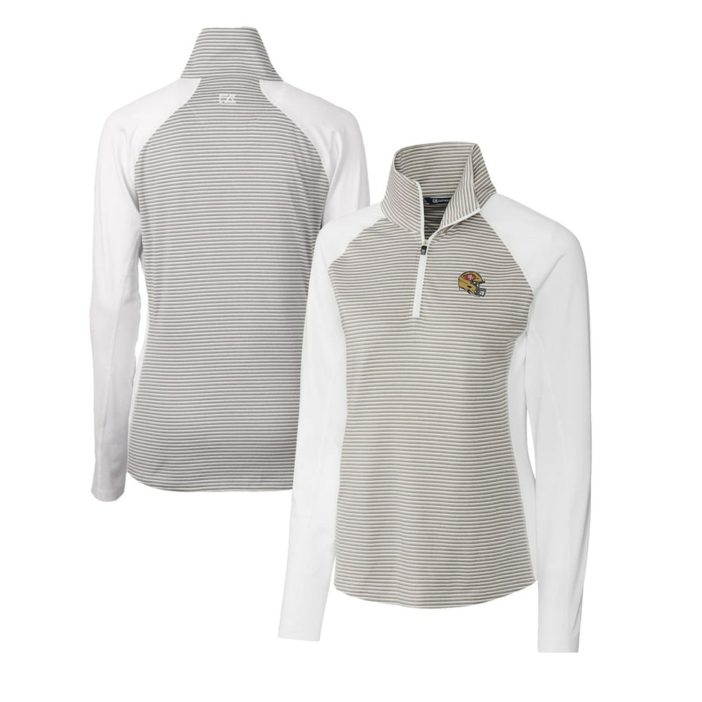 San Francisco 49ers Cutter & Buck Women's Helmet Logo DryTec Forge Tonal Stripe Stretch Half-Zip Top