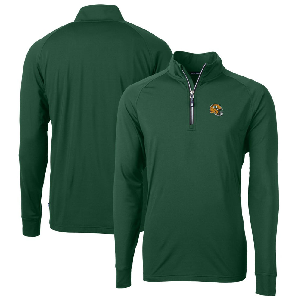 Green Bay Packers Cutter & Buck Helmet Adapt Eco Knit Stretch Recycled Quarter-Zip Pullover Top