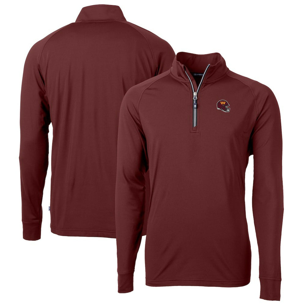 Washington Commanders Cutter & Buck Helmet Adapt Eco Knit Stretch Recycled Quarter-Zip Pullover Top