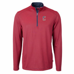 Cleveland Guardians Cutter & Buck Americana Logo Virtue Eco Pique Stripe Recycled Quarter-Zip Pullover Top | MLB US