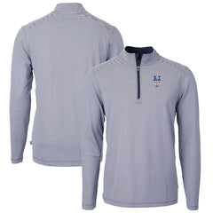 New York Mets Cutter & Buck Americana Logo Virtue Eco Pique Stripe Recycled Quarter-Zip Pullover Top | MLB Discount