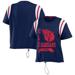 Cleveland Guardians WEAR by Erin Andrews Women's Cinched Colorblock T-Shirt | MLB On Sale