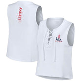 Los Angeles Angels WEAR by Erin Andrews Women's Lace-Up Tank Top | MLB For sale