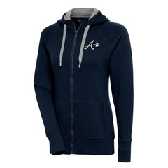 Atlanta Braves Antigua Women's Brushed Metallic Victory Full-Zip Hoodie | MLB On Sale