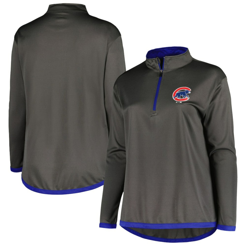 Chicago Cubs Profile Women's Plus Size Quarter-Zip Jacket | MLB On Sale