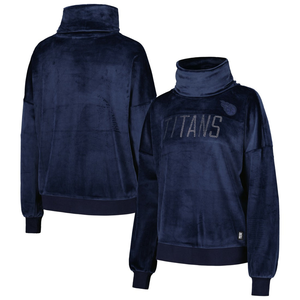 Tennessee Titans DKNY Sport Women's Deliliah Rhinestone Funnel Neck Pullover Sweatshirt