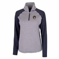 Milwaukee Brewers Cutter & Buck Women's DryTec Forge Tonal Stripe Half-Zip Top | MLB Sale