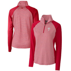 Philadelphia Phillies Cutter & Buck Women's DryTec Forge Tonal Stripe Half-Zip Top | MLB New