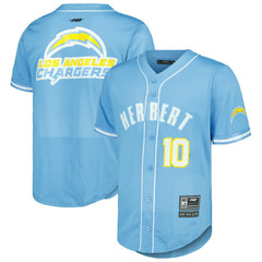 Los Angeles Chargers Justin Herbert Pro Standard Mesh Baseball Button-Up T-Shirt