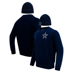 Dallas Cowboys Pro Standard Crewneck Pullover Sweater & Cuffed Knit Hat Box Gift Set