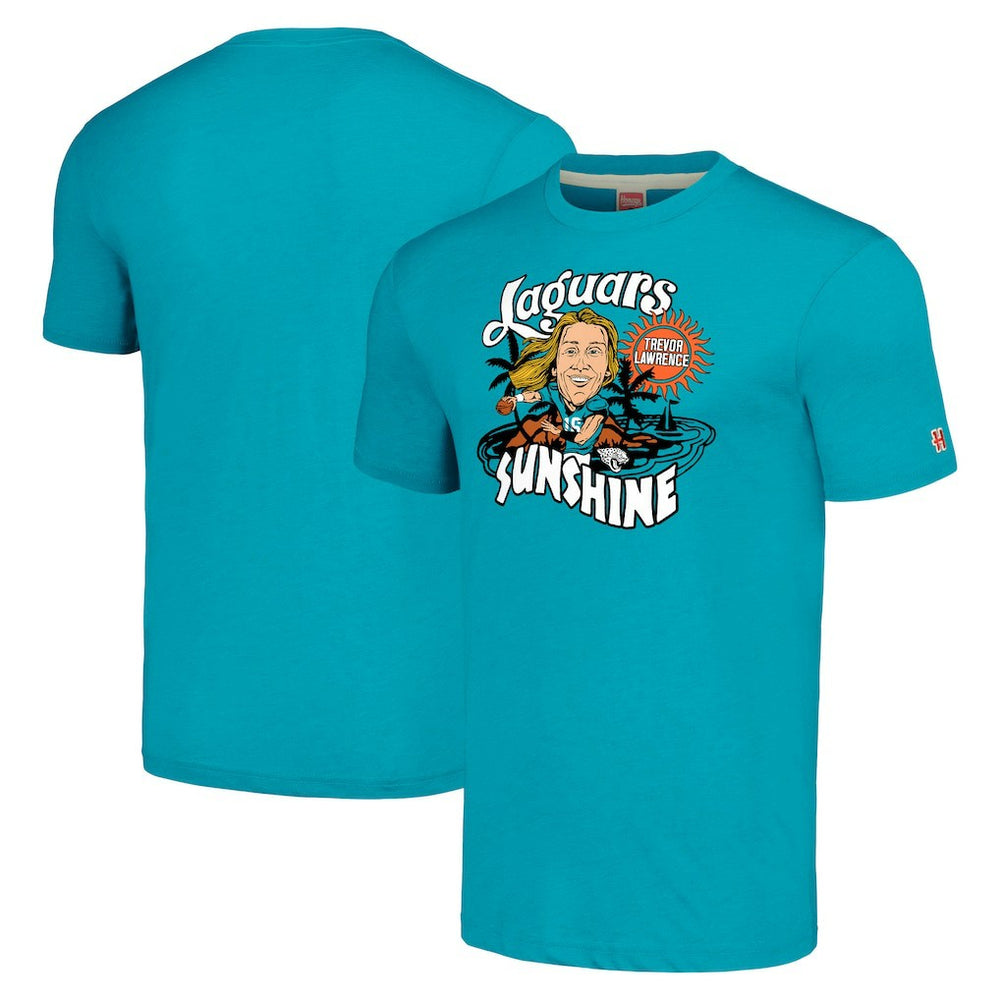 Jacksonville Jaguars Trevor Lawrence Homage Unisex Caricature Player Tri-Blend T-Shirt