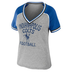 Indianapolis Colts WEAR by Erin Andrews Women's Cropped Raglan Throwback V-Neck T-Shirt