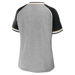 New Orleans Saints WEAR by Erin Andrews Women's Cropped Raglan Throwback V-Neck T-Shirt