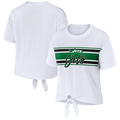 New York Jets WEAR by Erin Andrews Women's Front Tie Retro T-Shirt