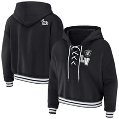 Las Vegas Raiders WEAR by Erin Andrews Women's Lace-Up Pullover Hoodie